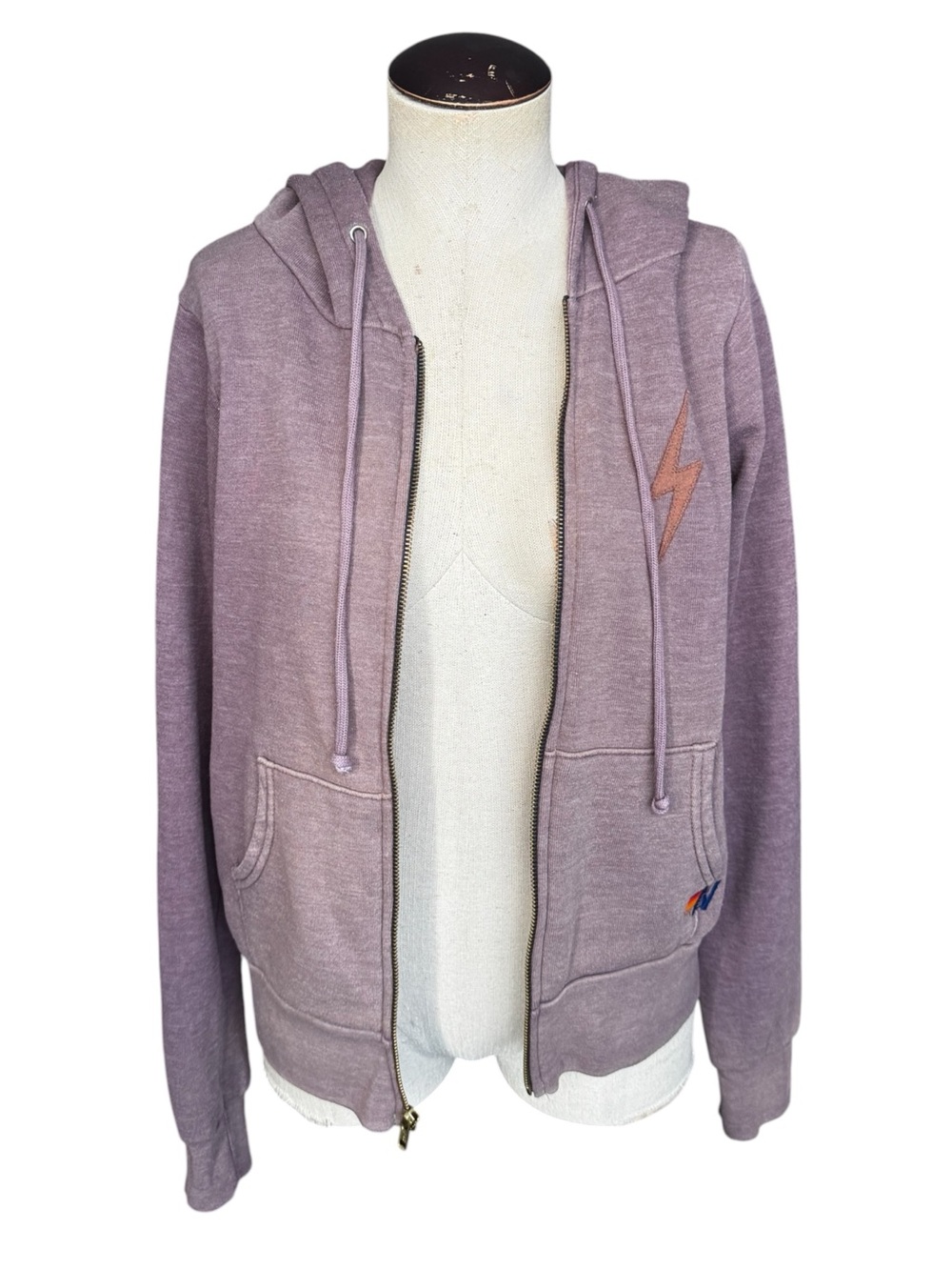 Aviator Nation Bolt Stitch 2 Zip Hoodie in Faded Mocha XS - Picture 7 of 15
